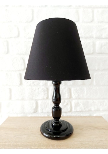 Retro Now Perge Siyah Ahşap Ayakli Abajur