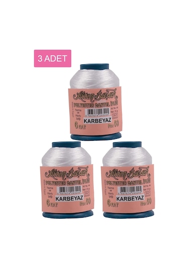 3 Adet Altınbaşak Oya Ve Dantel İpi 20 Gr - Royaleks - No: K.beyaz