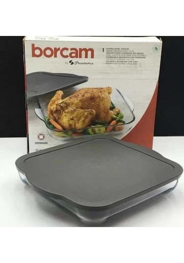 Paşabahçe 59024 Borcam Gri Kapaklı Fırın Tepsisi 28x28cm