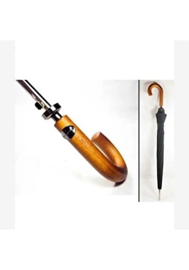 16 Çelik Telli Premium Lüx Erkek Protokol Ahşap Saplı Baston Şems Siyah