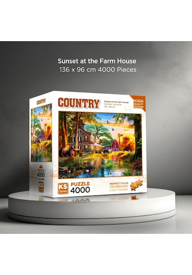 Ks Games 4000 Parça Çiftlik Evinde Gün Batımı Puzzle