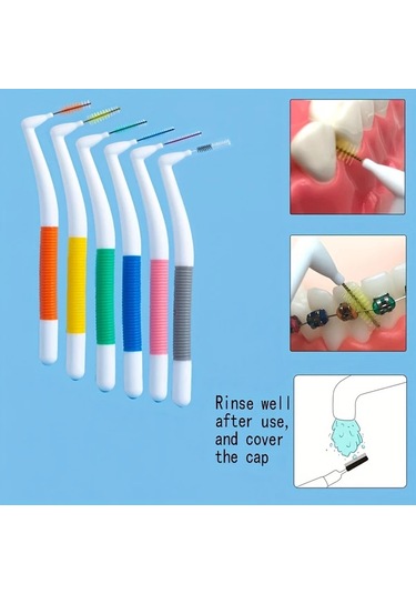 Willowhaven Danfayar 10 Adet Sarı 1.0-1.2mm L Şekilli Çift Renkli Diş Arası Fırçası Yetişkinler İçin Yumuşak Kıllar