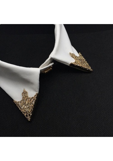 Altın Broş Vintage Üçgen Gömlek Yaka Pin Içi Boş Metal Iğne Broş Kadın Erkek Yaka Pin Elbise Dekor Altın