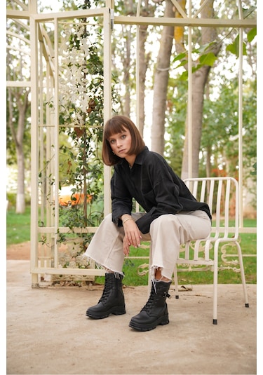 Garantili D529 Soğuk Geçirmez Kadın Günlük Ortopedik Kışlık Bot Siyah