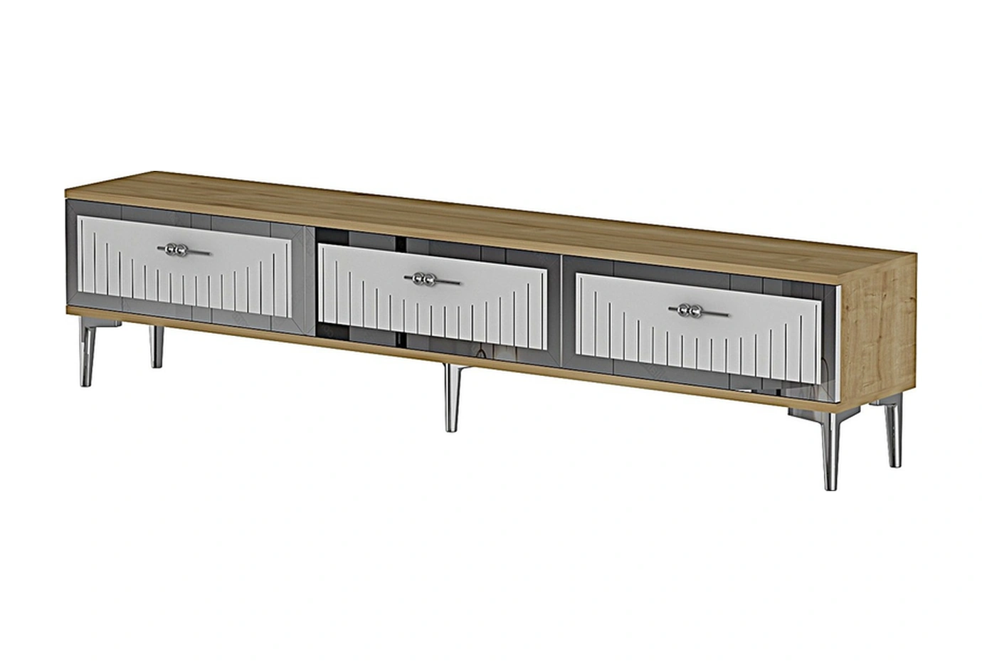 Tsa1802dbs - Tuna Tv Stand, Tv Sehpası Safirmeşe-beyaz-sılver 180cm Beyaz