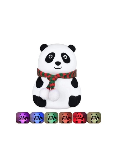 Panda Gece Lambası Dokunmatik Sensörlü Renkli Çocuklar İçin Gece Işıkları Masa Lambası Çok Renkli