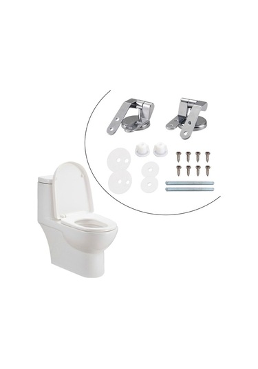 Pazly Suntek Tuvalet Kapağı Menteşe Fikstür Seti Evrensel Gümüş Renk Gümüş