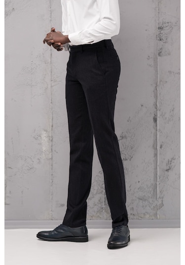 Ecer Regular Fit Düz Kalın Kışlık Gabardin Yan Cepli Pantolon Lacivert