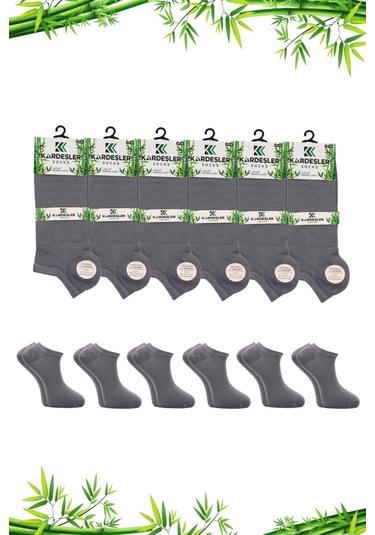 Bambu Erkek Patik Gri Çorap Dikişsiz 6'lı Paket Gri