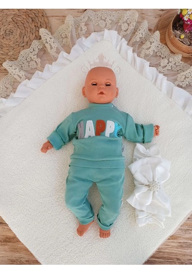 Yenidoğan Wool Yün Kumaş Taç Nakışlı Güpür Duvaklı Fiyonk Prizma Taş Unisex Kundak Bebek Battaniyesi Bej Çok Renkli