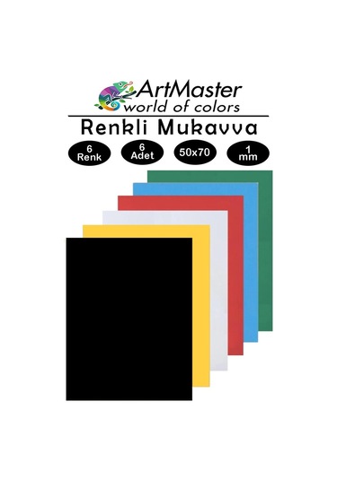 Renkli Mukavva 50x70 Cm 6 Renk 1 Paket Renkli Sert Karton 1.0 Mm Anasınıfı Hobi Etkinlik Okul Öncesi Proje