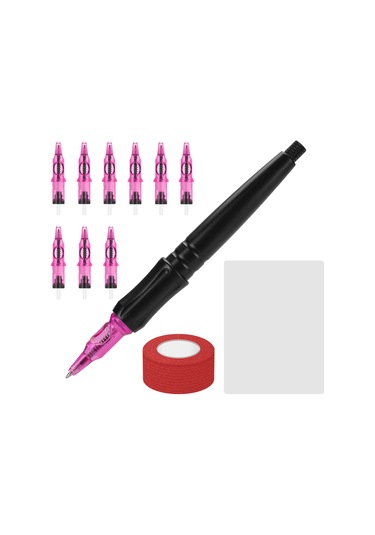 Qingmipy Alüminyum El İğne Dövme Kalemi Seti - Siyah Uç, Pratik Tasarım, Hem Kalem Hem Dövme İğnesi, Uygun Maliyetli Egzersiz Aleti