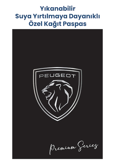 Yıkanabilir Peugeot Oto Paspas Kağıdı Siyah Gümüş Baskı 50 Adet