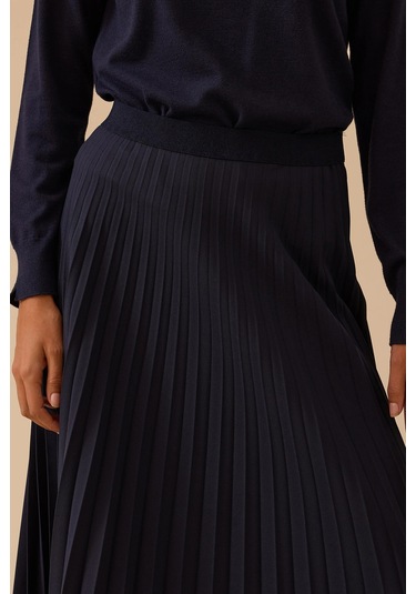 Seçil Kadın Esnek Bel Pliseli Basic Etek 1019 Lacivert Lacivert