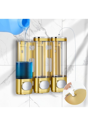 Beyaz 3'ü 1 Arada Oda Duvara Monte Banyo Duş Pompası Dispenseri Ve Düzenleyici - Şamp Kremi, Vücut Losyonu, Banyo Düzen.i 56525414 Beyaz