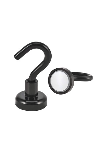 Manyetik Kancalar, 10 Adet Neodimyum Mıknatıs Kancası, 16 Mm Güçlü Manyetik Kanca, Kancalı Süper Güçlü Mıknatıslar Siyah