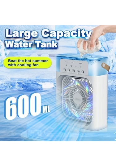 Honeybeeshop Beyaz 5 Hızlı Cok Fonksiyonlu Ses Dalgası Teknolojili Sessiz Usb C Taşınabilir Fan Dijital Saat Uzaktan Kumandalı Minimalist Tasarım