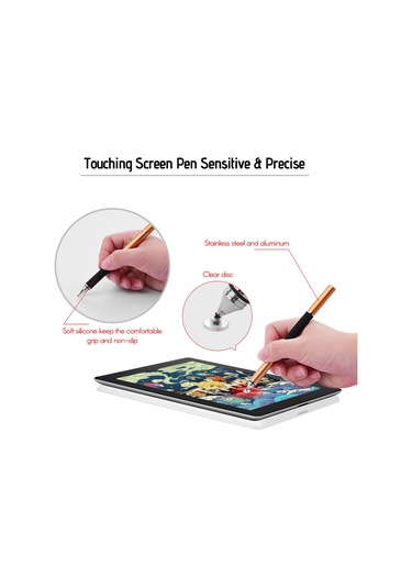 Padalink Wk-125 Altın Çiftli Dokunmatik Kalem Seti: Yazma Ve Çizim İçin İki Fonksiyonlu Stylus, 2 Kalem + 2 Yedek Uç + 2 Disk İçerir