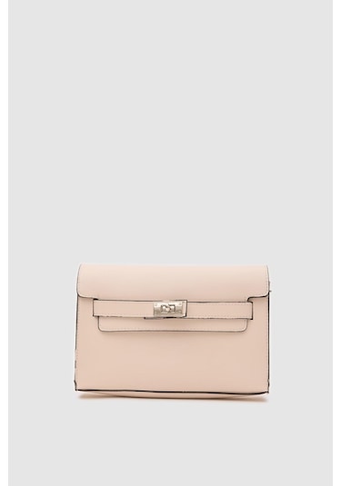 Shule Bags Kelly Kilitli Clutch Bag Krem Krem
