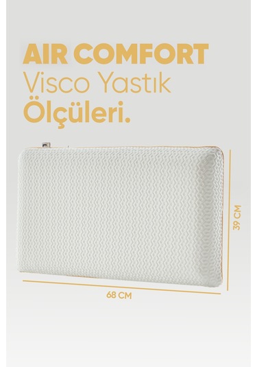 Büyük Boy Ortopedik Visco Yastık - Air Comfort Cilt Dostu Anti Uv Xxl Uyku Yastığı Yumuşak Tuşe Beyaz