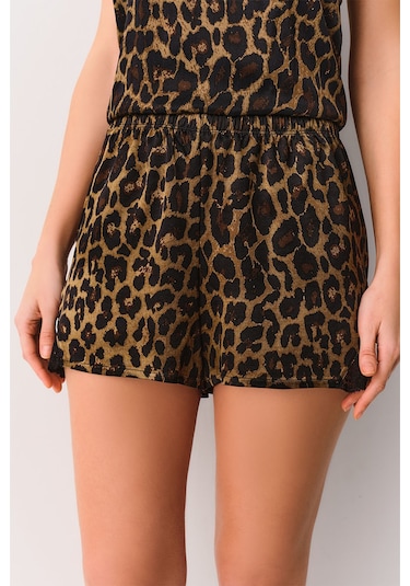 Suwen Lioness Şort St4435603543 Leopar Desenli
