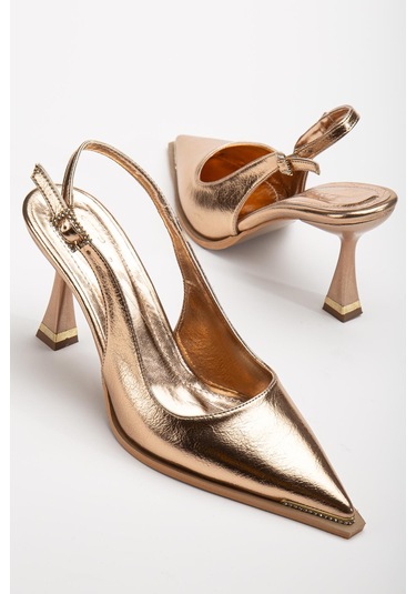 Suins Jules Kadın Topuklu Taşlı Özel Üretim Stiletto Ayakkabı Bakır