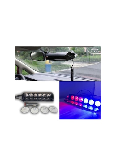 Vantuzlu Çakar Araç Içi Kırmızı-Mavi 6 Ledli Mercekli (S6-S12)