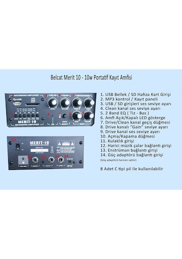 Belcat Merit-10 10 Wat Kayıt Yapabilen Gitar Amfisi
