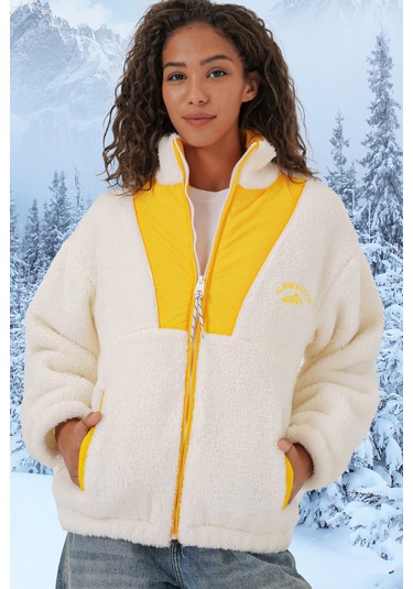 Bigdart 5194 Kadın Peluş Mont Ceket - Sarı