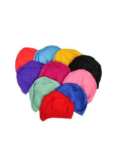 Karışık Renkli 100 Adet Esnek Kumaş Bez Havuz Bonesi Yüzücü Bonesi Mavi