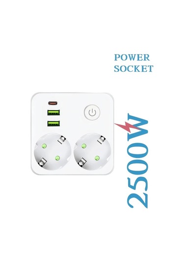 Honeybeeshop Beyaz Ql 86u Usb Priz Uzatıcı 3 Usb Portlu 1 Usbc 2 Ac Coklu Cikisli Asiri Gerilim Koruyucu Ev Ofis Kolej Icin Duvar Prizleri