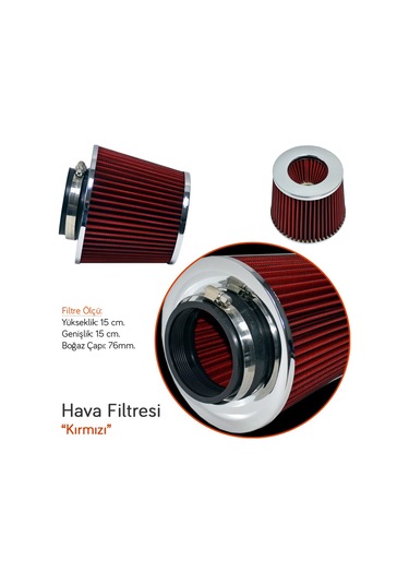 Nyf Racing Hava Filtresi Kırmızı 15cmx15cm Giriş: 76mm Af09-rd&ch