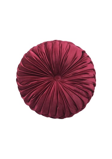 Bordo Avrupa Lüks Kadife Atmak Yastık Minder Yuvarlak Kumaş El Yapımı Pileli Tekerlek Kabak Koltuk Minderi 35 Cm
