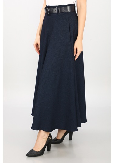 Soralline Kadın Etek Kışlık Kumaş Kloş 779 Lacivert
