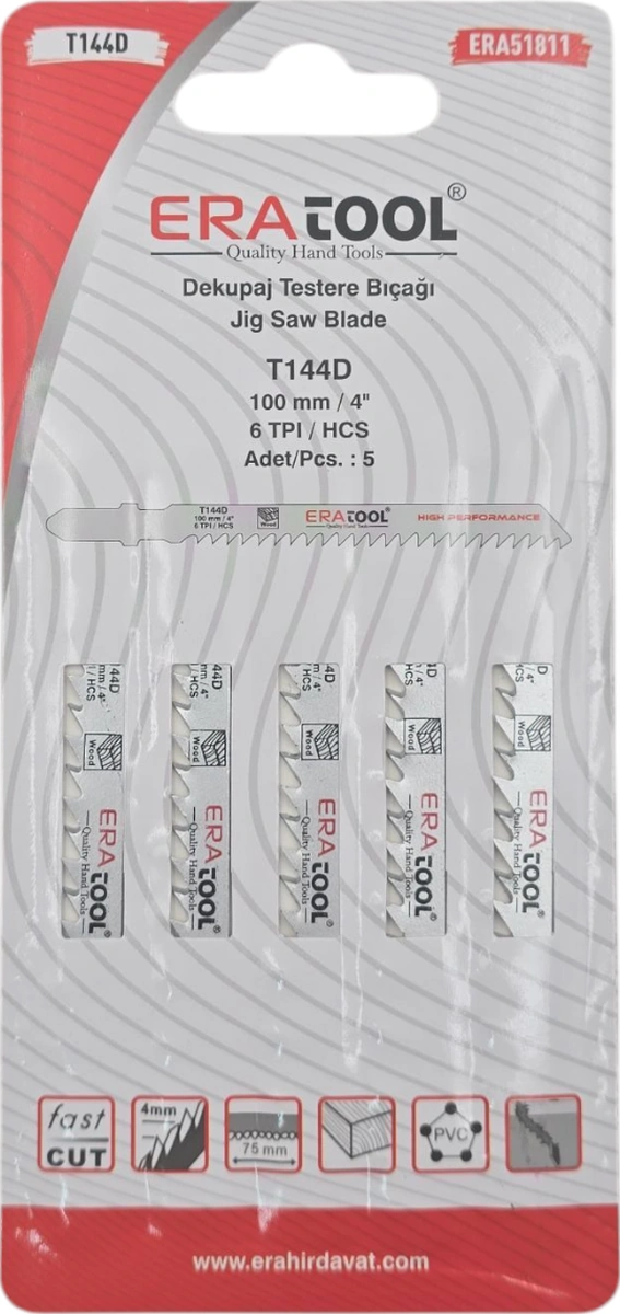 Fixonic Eratool Era51811 T144d Ahşap Dekupaj Testere Bıçağı 5'li Paket