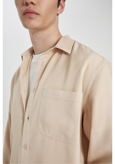 DeFacto  Regular Fit Basic Düz Tensel Uzun Kollu Gömlek B2907AX24SPBG732