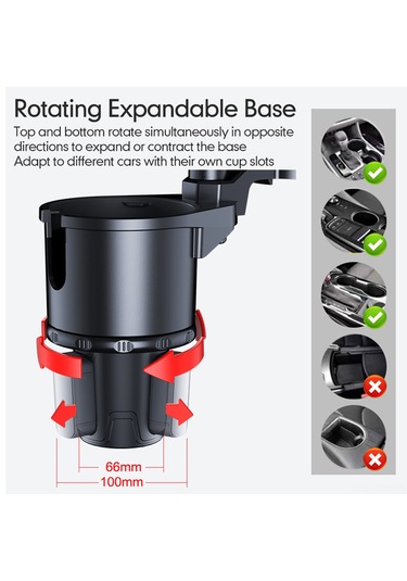 Tenfowee Araç İçi 360 Döner Tepsi Ve Telefon Tutucu, Gri Renk, Küçük Boy, Sb-3077 Model