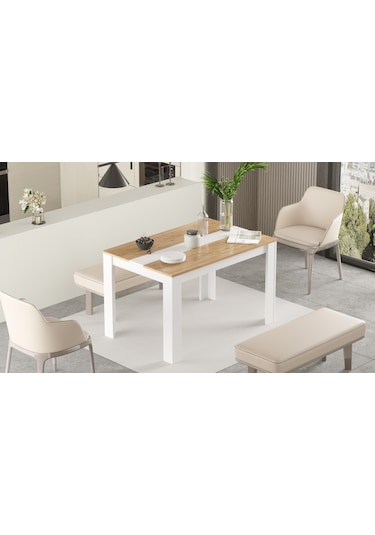 Robin Home Lena Yemek Masası 120x80 Sepet-beyaz
