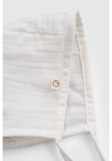 Organik Pamuk Müslin Ekru Bebek İngiliz Şapka Ekru