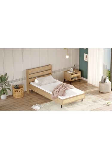 Robin Home Lidya Genç Odası Takımı 2'li Set Sepet-uv Baskı Jüt Kahverengi