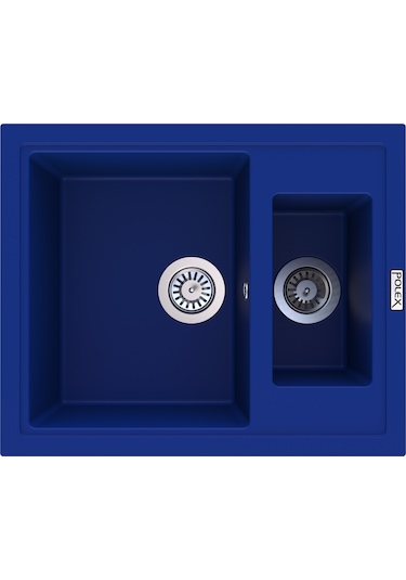 Polex Cristalüx Granit Evye P-04 Mavi 1.5 Gözlü Tezgah Altı Ve Tezgah Üstü Kare Mutfak Evyesi 59.5x49 CM