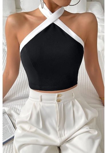 Merry See Boyundan Bağlamalı Kısa Crop Bluz 001