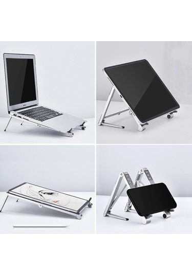 X23 3 1 Portatif Depolama Katlanabilir Alüminyum Telefon Tablet Standı Grey , Size:x23 Grey