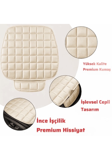 Premium Cepli Ortopedik Oto Koltuk Minderi 1 Adet Bej
