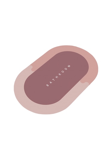 Youmex Pembe Oval Banyo Paspası 50x80cm - Diatomit Köpük, Suyu Hızlı Emici, Kaymazsız Taban, Yumuşak Ve Temizliği Kolay Pembe