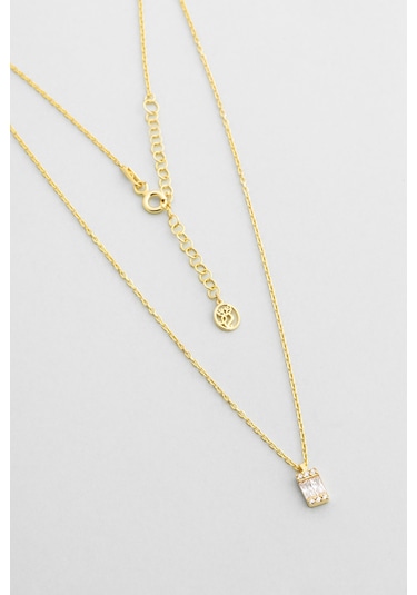 So Chic Işıltılı Baget 18 Ayar Sarı Altın Kaplama 45 Cm Gümüş Kolye Sarı