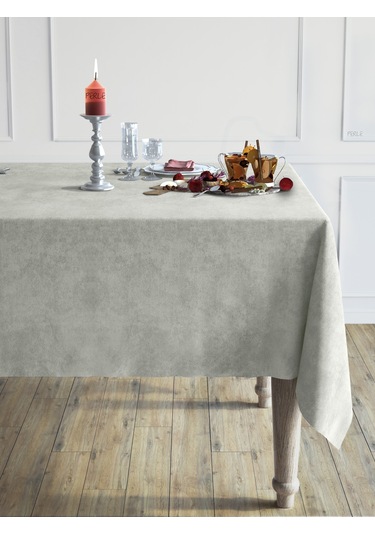 Daily Series Kadife Dokulu Taş Rengi Masa Örtüsü Taş
