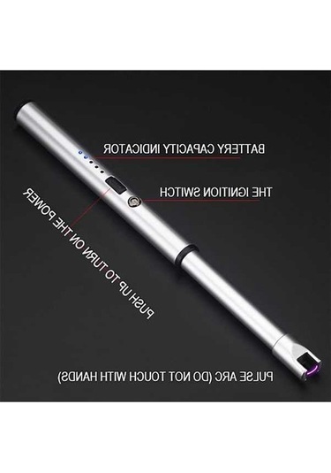 Novahub Gümüş Usb Şarjlı Mutfak Ateşleyici, Açık Barbekü Kamp Çakmağı - Güvenli Ve Rüzgar Geçirmez Gümüş