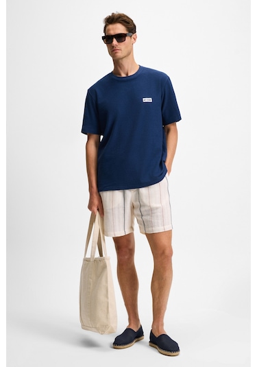 Grımelange Noır Erkek%100 Organik Pamuk Bisiklet Yaka Kısa Kol Regular Lacivert T-shirt Lacivert