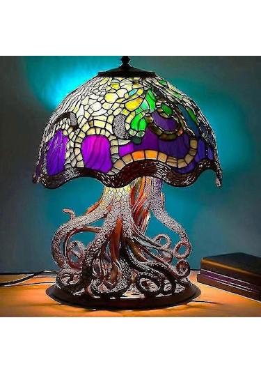 Mantar Şekilli Oturma Odası İçin Dekoratif Vitray Lamba Renk 5 Diğer